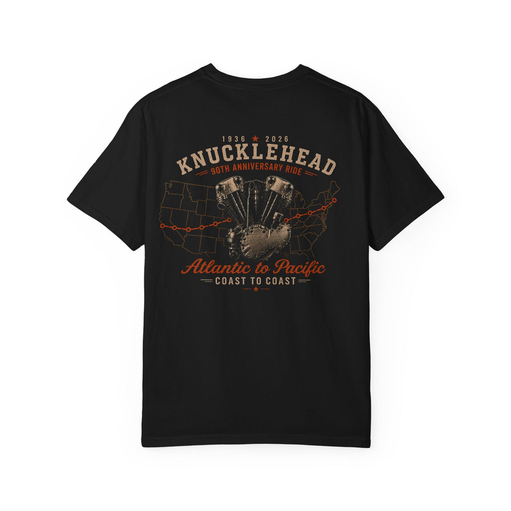 Knucklehead Motorcycle T-Shirt — 90th Anniversary Coast-to-Coast Knucklehead Ride