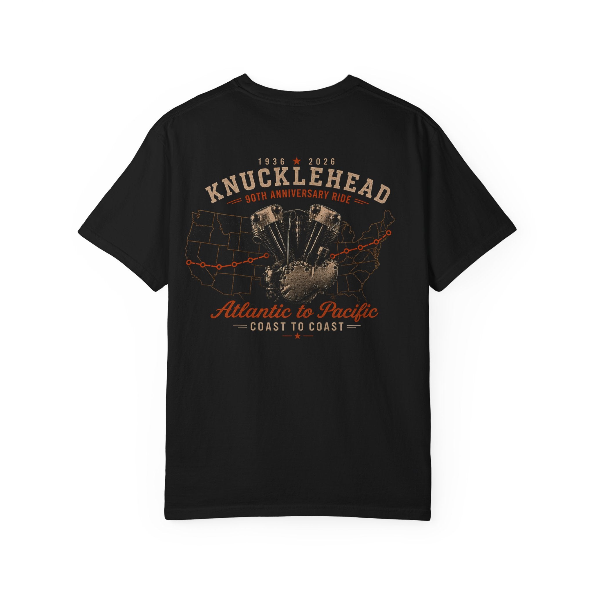 Knucklehead Motorcycle T-Shirt — 90th Anniversary Coast-to-Coast Knucklehead Ride
