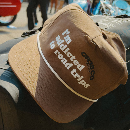 "I'm Addicted to Road Trips" Sunwashed Rope Cap