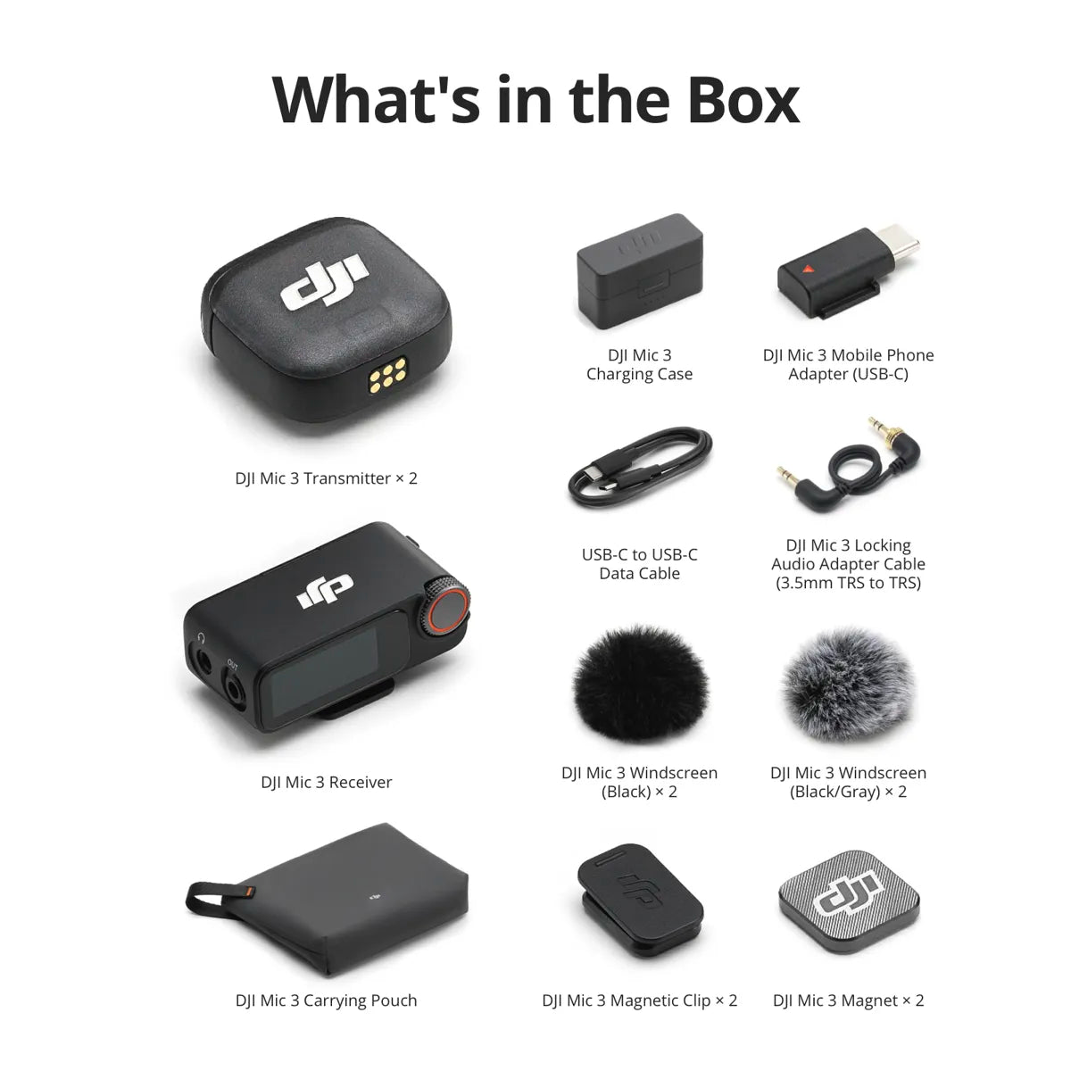 DJI Mic 3 2-Person Advanced Mini 2.4GHz Wireless Microphone System with Charging Case