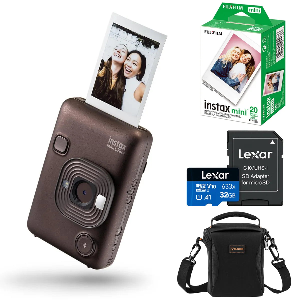 Fujifilm Instax Mini LiPlay Hybrid Instant Camera, Deep Bronze,w/Accessories Kit